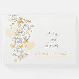 Visitas Gaiola de pássaros dois pássaros amarelos livro de