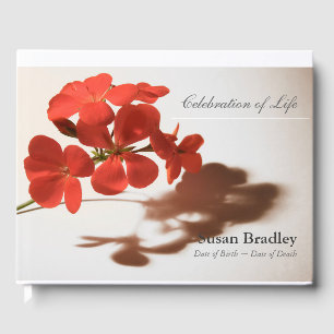Visitas Geranium Floral Fotografia Funeral Livro de Convid