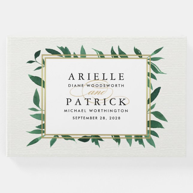 Visitas Greenery Watercolor Livro de Convidados Botânicos (Frente)