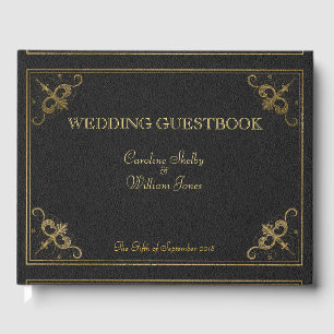 Visitas Guestbook de couro do casamento do livro do