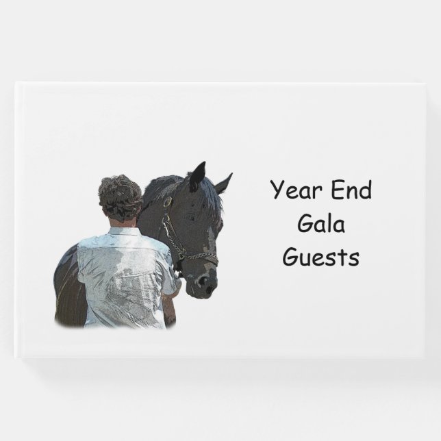 Visitas Homem Segurando Livro de Convidado Luz de Cavalo (Frente)