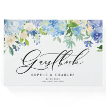 Hydrangeas Azuis de Aquarela Livro de Convidados