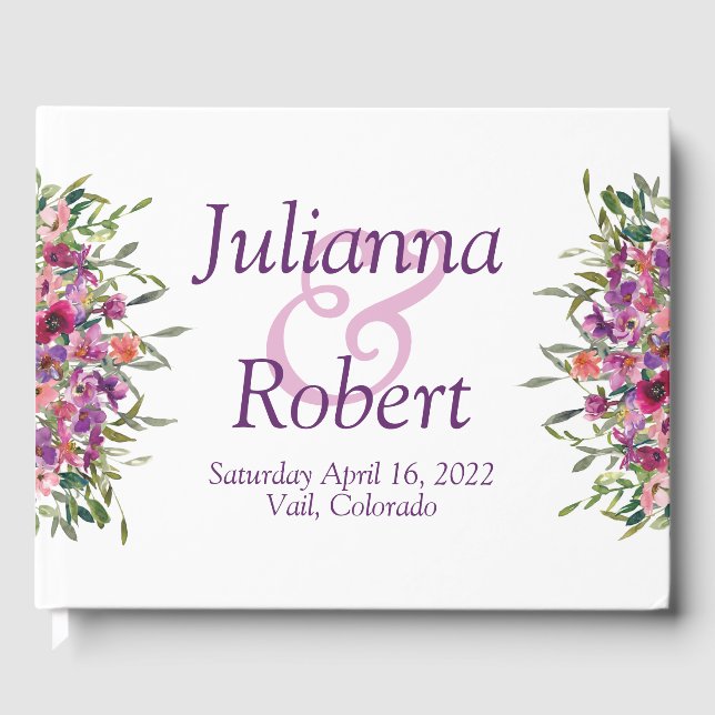 Visitas Leitura roxa flores silvestres livro de convidados (Frente)