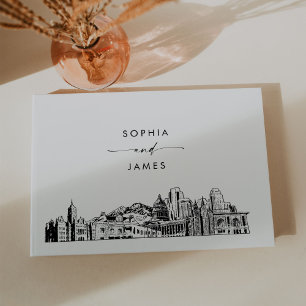 Visitas Livro Convidado de Casamento de Skyline, Cidade de