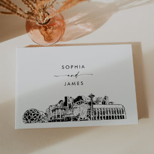Visitas Livro Convidado de Casamento Skyline Seattle