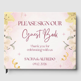 Visitas Livro de Assinaturas de Casamento – Desenho Floral