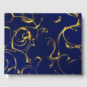Visitas livro de casamento de ouro azul, decoração festi