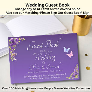 Visitas Livro de Casamento, Flores de Mouro Roxo e Branco