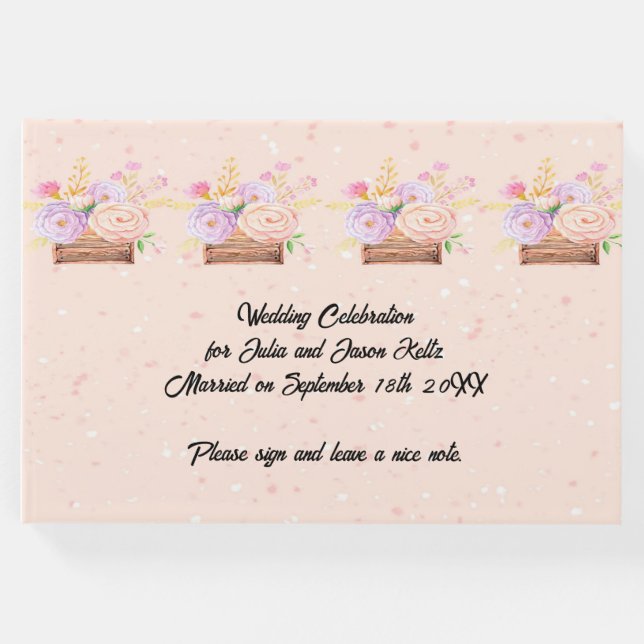 Visitas Livro de Casamento para Casamento Floral Rústico P (Frente)