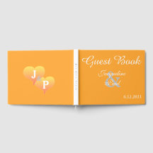 Livro de Casamento Sunset Hearts Laranja Branco