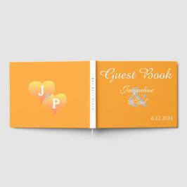 Visitas Livro de Casamento Sunset Hearts Laranja Branco