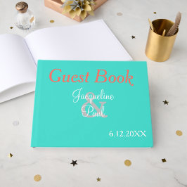 Visitas Livro de Casamento Turquesa Sunset Hearts