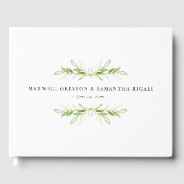 Visitas Livro de Casamento Vestido Verde Botânico Aquarela