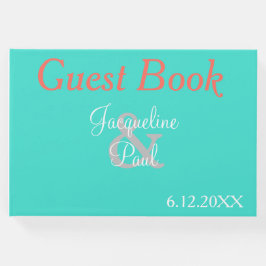 Visitas Livro de Casamentos de Turquesa de Corações Sunset