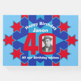 Visitas Livro de convidado azul-aniversário de 40 anos sta