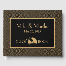 Visitas Livro de Convidado da Arte de Vintagem Dourada e P