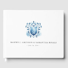 Visitas Livro de Convidado de Casamento Blue Monogrammed C