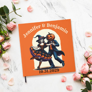 Visitas Livro de Convidado de Casamento com Jack-o-lantern