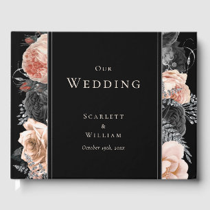 Visitas Livro de Convidado de Casamento Negra Negra Gótica