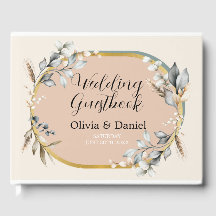 Livro de Convidado de Casamento Neutral Folhas de