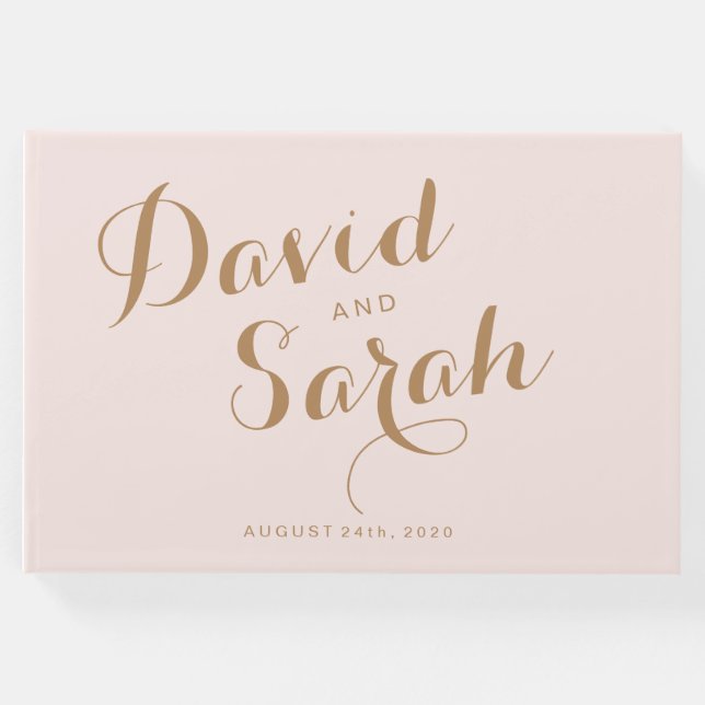 Visitas Livro de Convidado de Casamento Rosa Esbranquiçado (Frente)