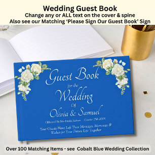 Visitas Livro de Convidado do Casamento Cobalt Blue & Whit