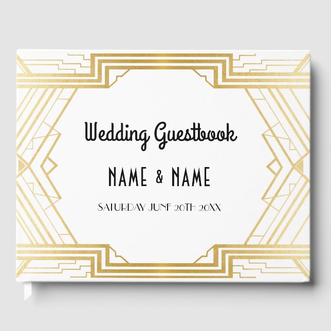 Visitas Livro de Convidado do Casamento Gatsby Art Deco 19 (Frente)