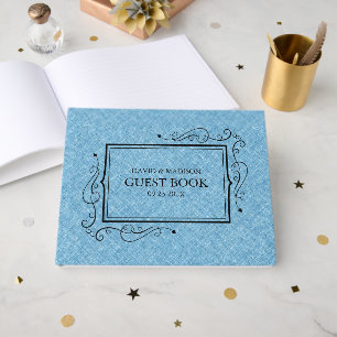 Visitas Livro de Convidado do Quadro Preto Linen, Azul Cla