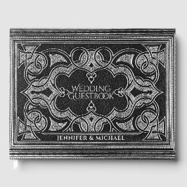 Visitas Livro de Convidado Romântico de Prata Antiquada