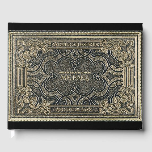 Visitas Livro de Convidado Romântico Dourado (Frente)