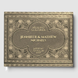 Visitas Livro de Convidado Romântico Dourado