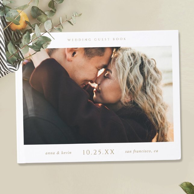 Visitas Livro de Convidado Simples de Casamento Chic com F (Criador carregado)