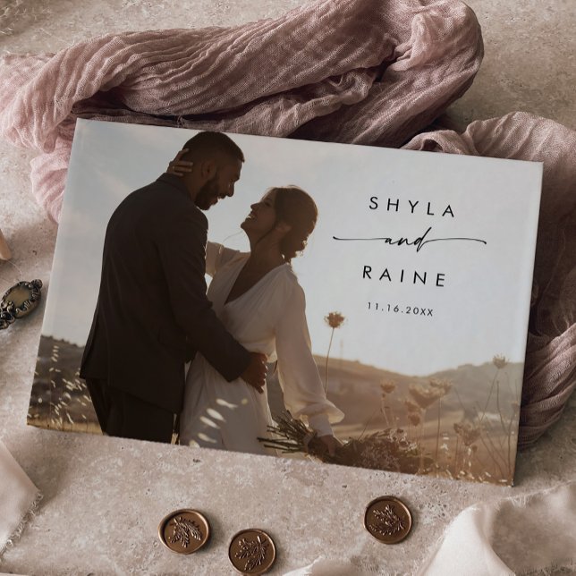 Visitas Livro de Convidados Boho Chic Black and White Phot (Criador carregado)