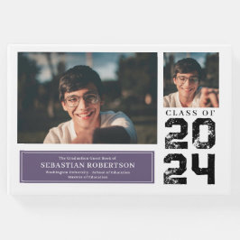 Visitas Livro de Convidados Branco e Roxo da Escola de For