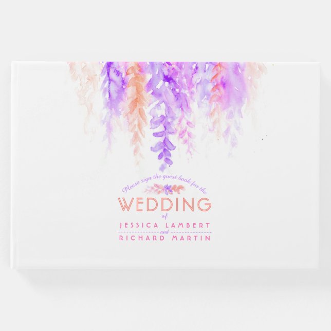 Visitas Livro de convidados da cascata de flores de laranj (Frente)