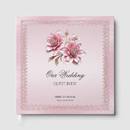 Visitas Livro de Convidados das Flores Rosa Modernas Moder