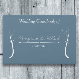 Visitas Livro de Convidados de Casamento Azul Dusty