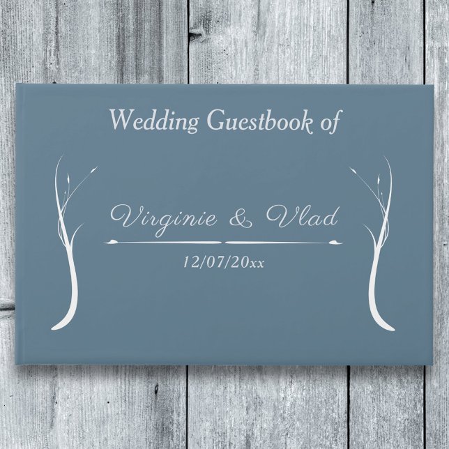 Visitas Livro de Convidados de Casamento Azul Dusty (Dusty Blue Wedding Guest Book)