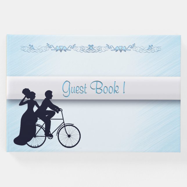 Visitas Livro de Convidados de Casamento Bicicleta Azul (Frente)