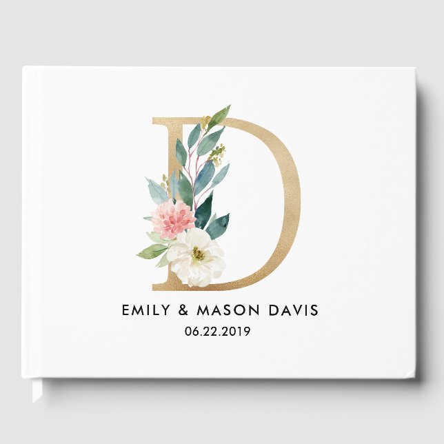 Visitas Livro de Convidados de Casamento com Monograma, Fl (Frente)