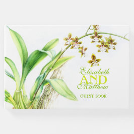 Visitas Livro de convidados de casamento da orquídea verde