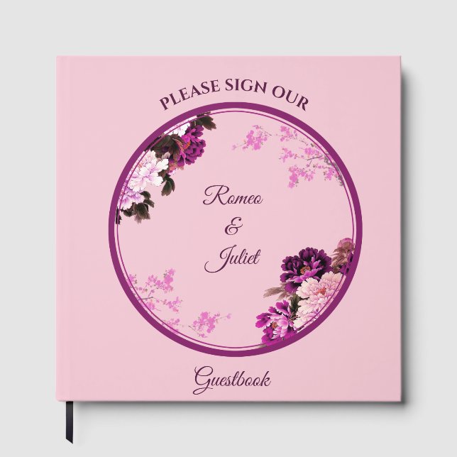 Visitas Livro de Convidados de Casamento de Anel Floral Ro (Frente)