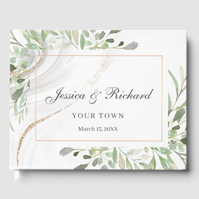 Visitas Livro de Convidados de Casamento de Aquarela (Frente)