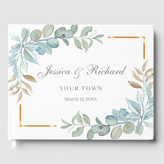 Visitas Livro de Convidados de Casamento de Aquarela (Frente)