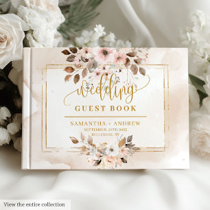 Visitas Livro de Convidados de Casamento de Boho da Rosa c