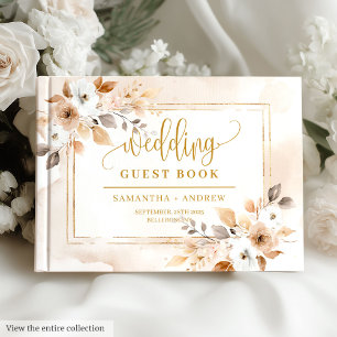 Visitas Livro de Convidados de Casamento de Buquê de Boho
