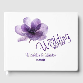 Visitas Livro de Convidados de Casamento de Flor Roxo Greg