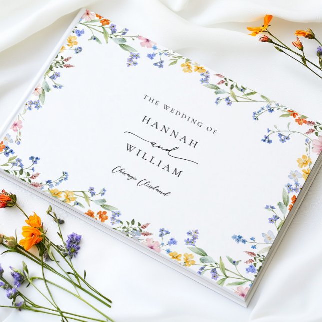 Visitas Livro de Convidados de Casamento de Flores Selvage (Criador carregado)