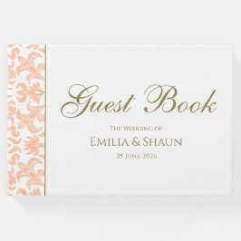 Visitas Livro de Convidados de Casamento de Pastel Peach E