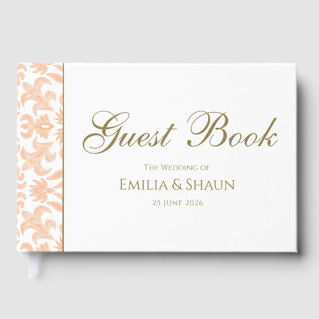 Visitas Livro de Convidados de Casamento de Pastel Peach E (Frente)